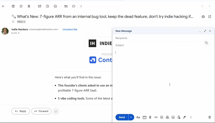 Insert HTML into Gmail compose in one click